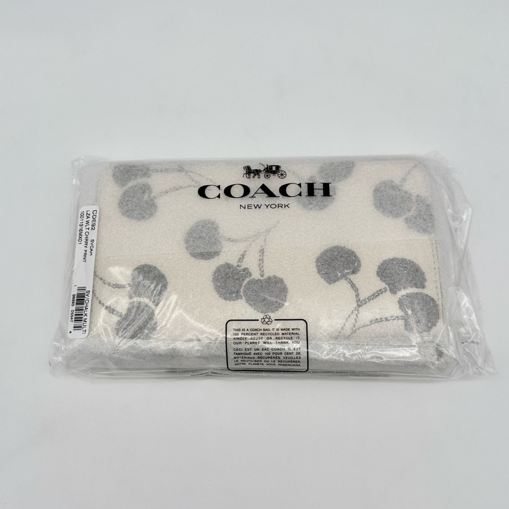 Coach Long Zip Around Wallet With Cherry Print Chalk - Picture 14 of 14